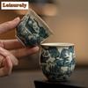 2pc/lot Imitation Song Ru Kiln Tea Cup Fish Algae Pattern Mouth Cup Small Master Single Cup Meditation Cup Bowl Kung Fu Teaware