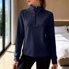 Women's Casual Fashion German Velvet Warm Solid Color Half Zip Stand Collar Long Sleeve Top