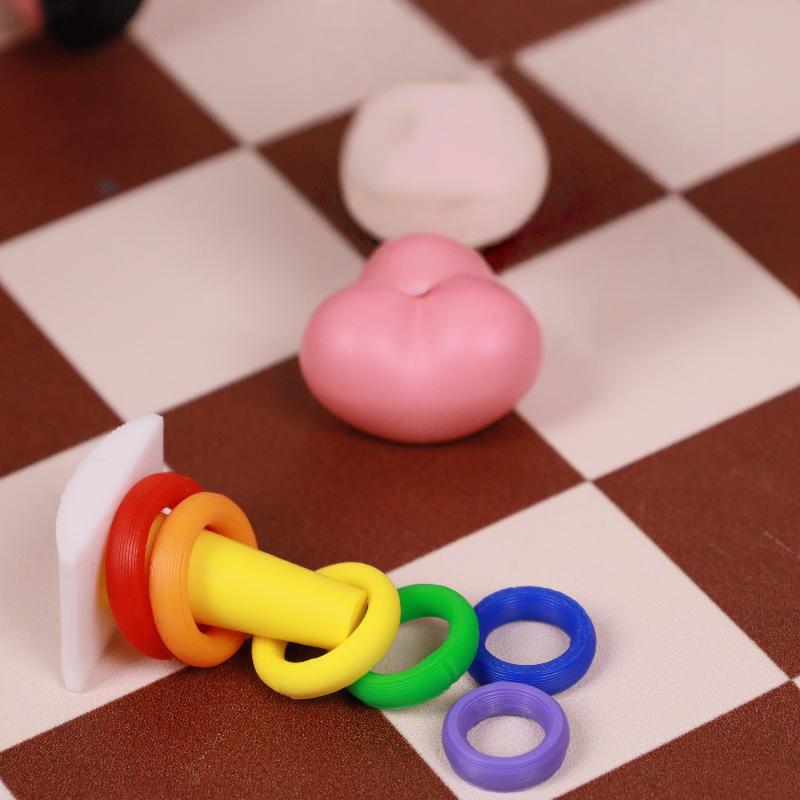 2 Sets Dollhouse Early Learning Rainbow Stacking Toys Puzzle Development Intelligence Rainbow Tower Baby Toy Gift Stack Ring