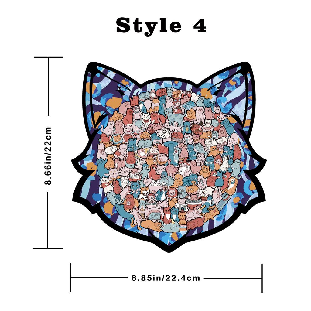 Fun Cat Set Cat Puzzle Wooden Special-Shaped Splicing Toy Solid Wood Decompression Puzzle