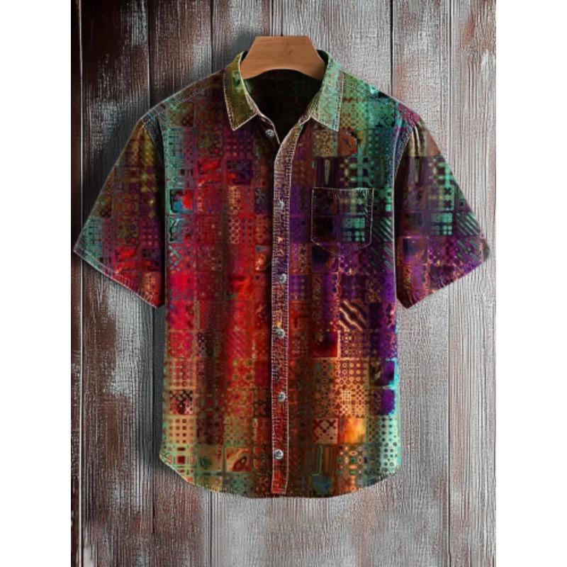 Summer Cuban Shirts Retro Hawaiian Loose Men's Short Sleeved Shirt
