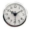 Miniature Quartzs Clock Insert 80mm Round Face Arabic Numerals Silver Trim Clock Head for Home and Office Crafting Use