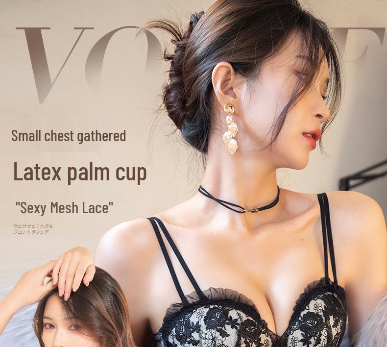 Elegant Black Lace Push-Up Bra & Panty Set with Wireless Side Support for Small Chest
