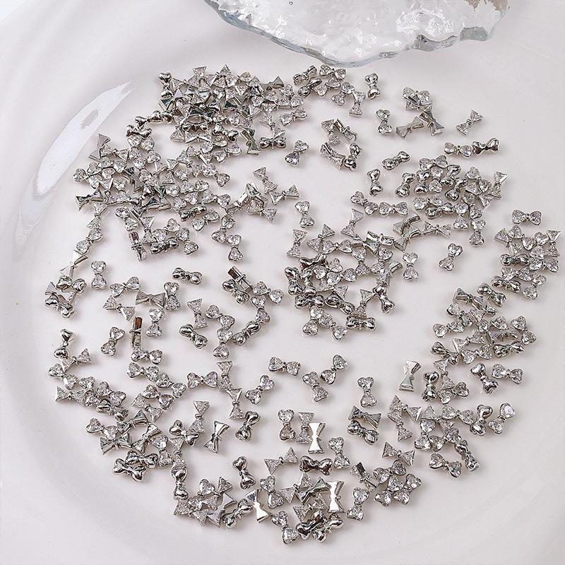 Luxurious Mini Zircon Bow Nail Art Jewelry – Exquisite French Design