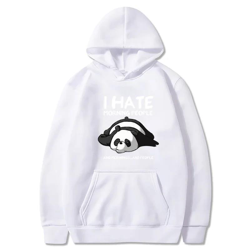 Lazy Panda I Hate Morning People Bedrukte Hoodie Dames Casual Mode Hoody Herfst Zacht Sweatshirt Harajuku Warme Sportkleding Heren