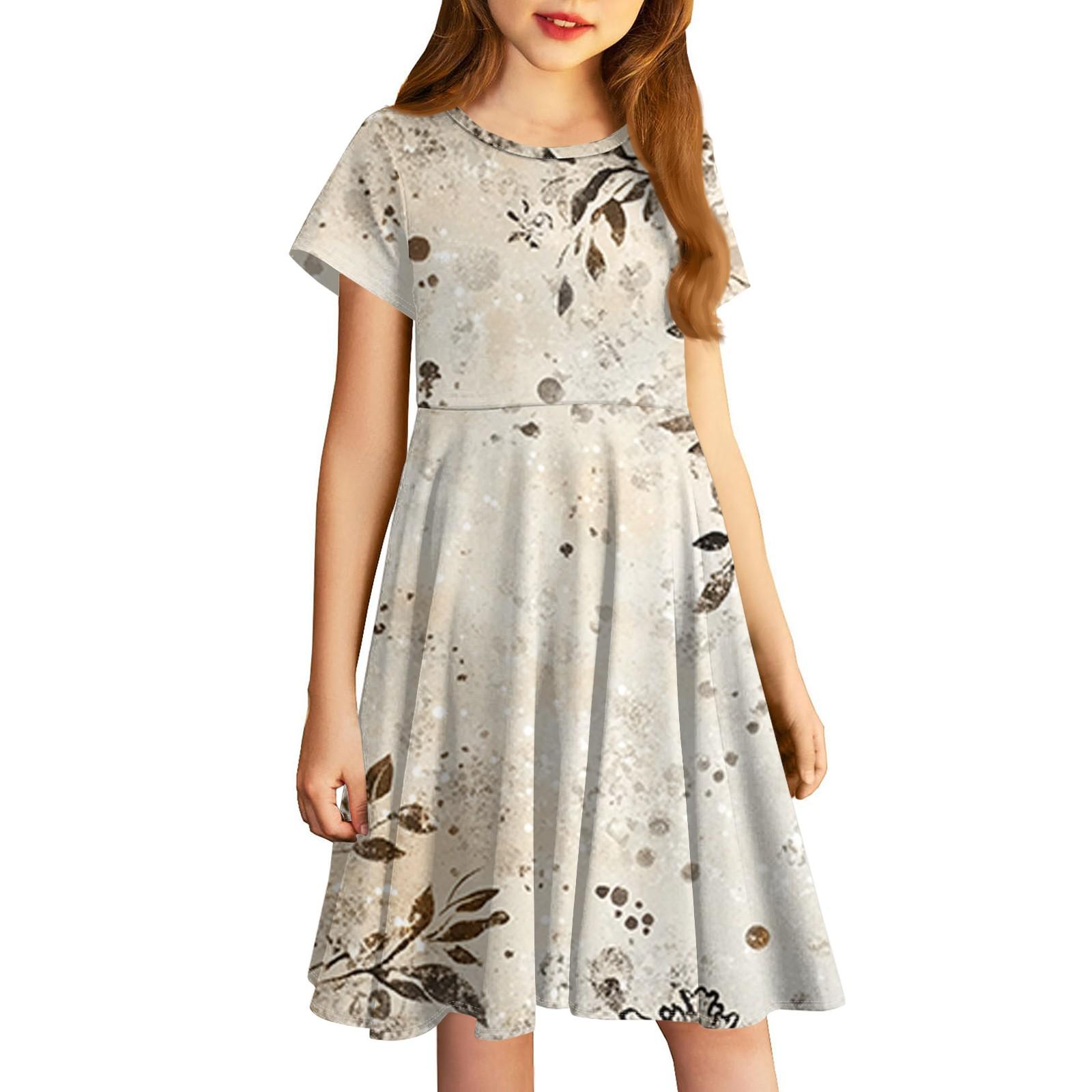 

Юбки для девочек, маленькие цветочные платья с милыми принтами, юбки для детей 100 бежевый