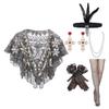 1920s Flapper Costume Set for Women with Sequined Shawl and Pearls Necklace Accessories for Gatsby Parties