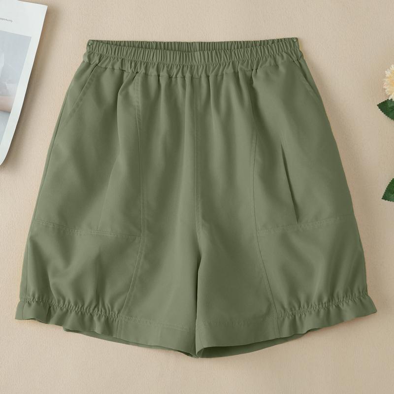 

ZANZEA Женские летние эластичные шорты с завышенной талией, свободные, повседневные S армия зеленый