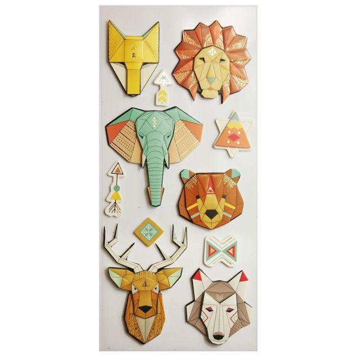 Autocollants en relief à dorures- Origami Animaux