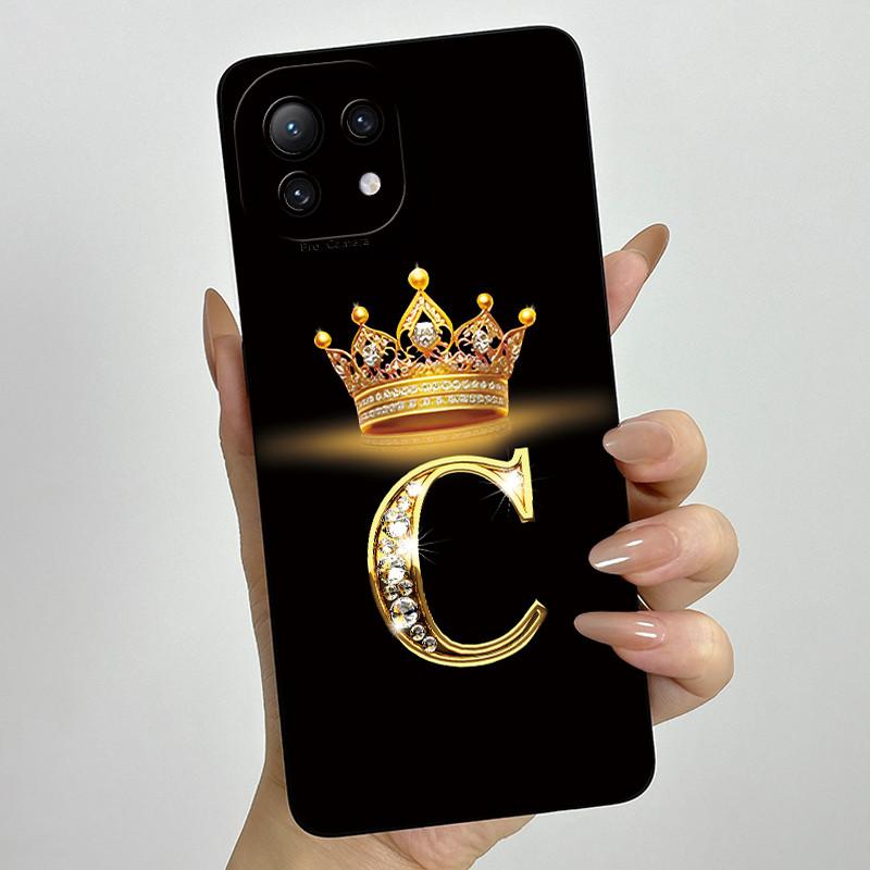 For Xiaomi Mi 11 Lite / 11 Lite 5G / 11 Lite 5G NE Crown Initial Letter Couple Phone Case Soft Silicone TPU Protective Casing