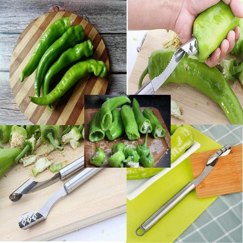 Pepper Core Remover Jalapeno Pepper Corer Tool Chili Deseeder Sharp Edge Kitchen Gadget Seed Remover Slice Off Vegetables Top