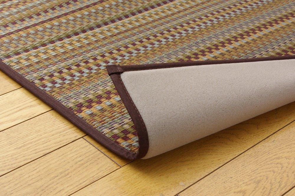 IKEHIKO "F Varias" Japanese-Made Igusa Rug, Brown, Approx. 191 x 191 cm (Urethane Backing)