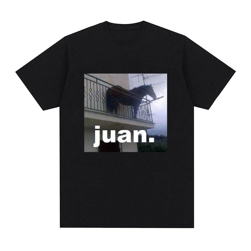 

Juan Meme Horse on Balcony Graphic T Shirt Men Women Fashion Oversized Funny T Shirts Male Casual O-Neck T-shirt Tops Streetw... S разноцветный