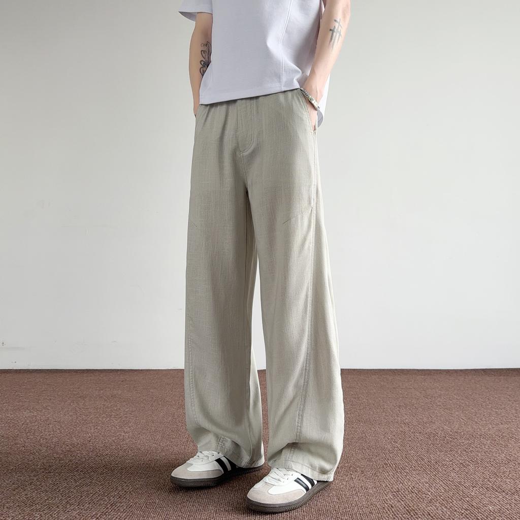Men S Summer Loose Straight Wide Leg Curved Thin Casual Pants