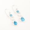 Natural Swiss Blue Topaz Gemstone 925 Solid Silver Jewelry Handmade Earrings 2" EE-156-13