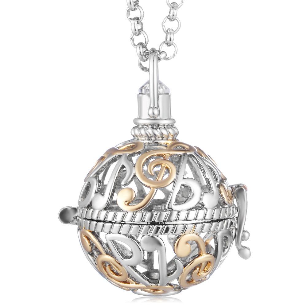 Mexico Chime Two-Color Feather Caller Locket Piano Ball Necklace Essential Oil Diffuser Perfume Musical Pendant New Jewelry