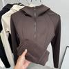 Autumn Winter Slim Fit Warm Fleece Jacket Women High Neck Hoodie Sports Jacket Yoga Top Running Gym Wear Casual Activewear Clothes