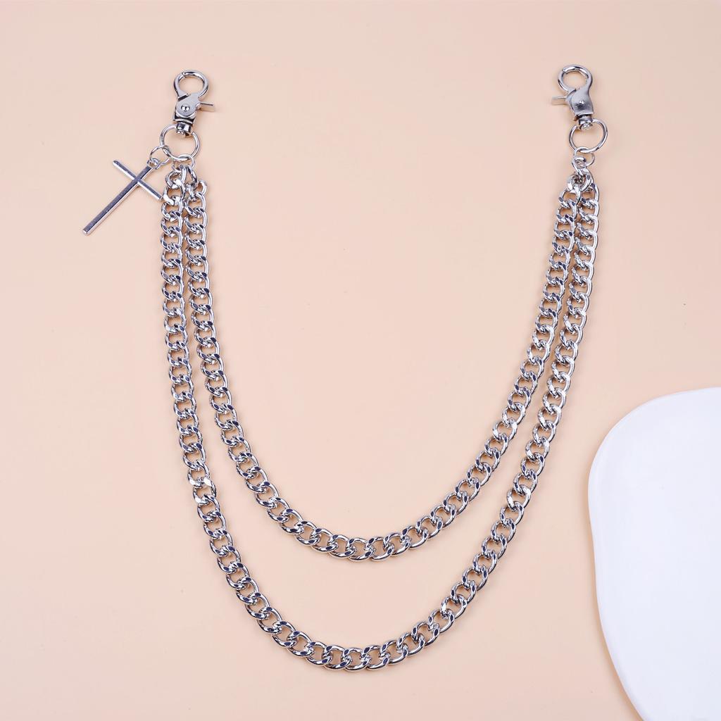 European and American punk hipster male hipster female cool metal trouser chain hip hop multi-layer chain cross decorative trouser chain