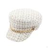 Autumn Winter Tweed Chain Hat for Womens Flat Army Girl Visor Travel Berets Plaid Newsboy s