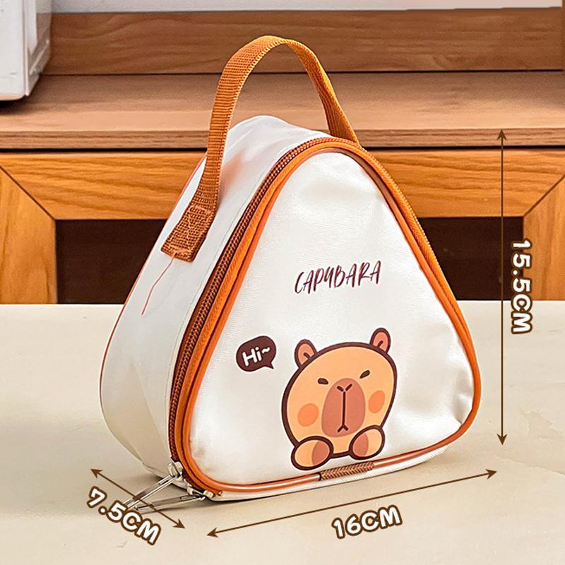 Cartoon Capybara Insulated Lunch Bag Portable Insulated Picnic Bag Oil-Proof And Waterproof Lunch Box Bag Reusable Cooler Bag as the picture