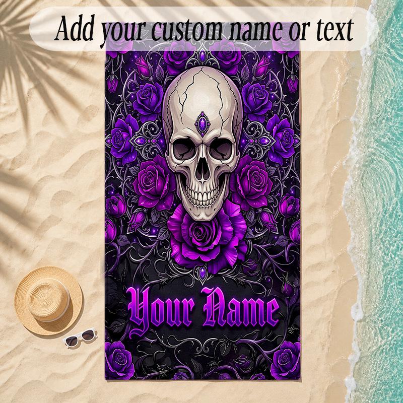 Gothic Theme Soft Beach Towel Personalized Custom Name Text Towel Portable for Beach Pool Travel