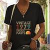 Vintage 1975 T-Shirts V-Ausschnitt Druck Vintage 1970 bis 1979 Originalteile Sonnen-Grafik Y2k Mode Kurzarm Geburtstag T-Shirt