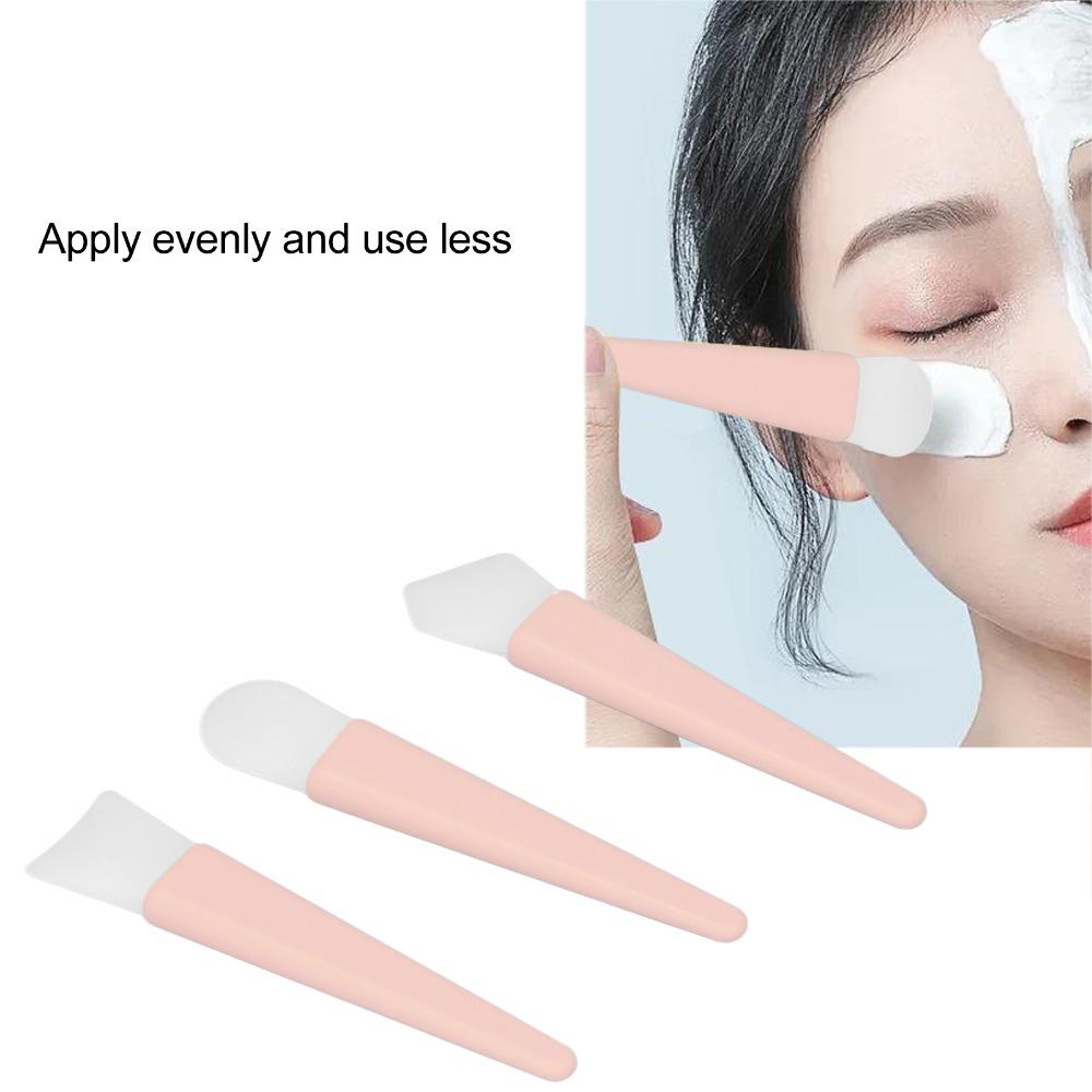 3pcs Easy To Clean Silicone Brush Applicator Kit Soft Silicone Reusable Makeup Brush Travel Use