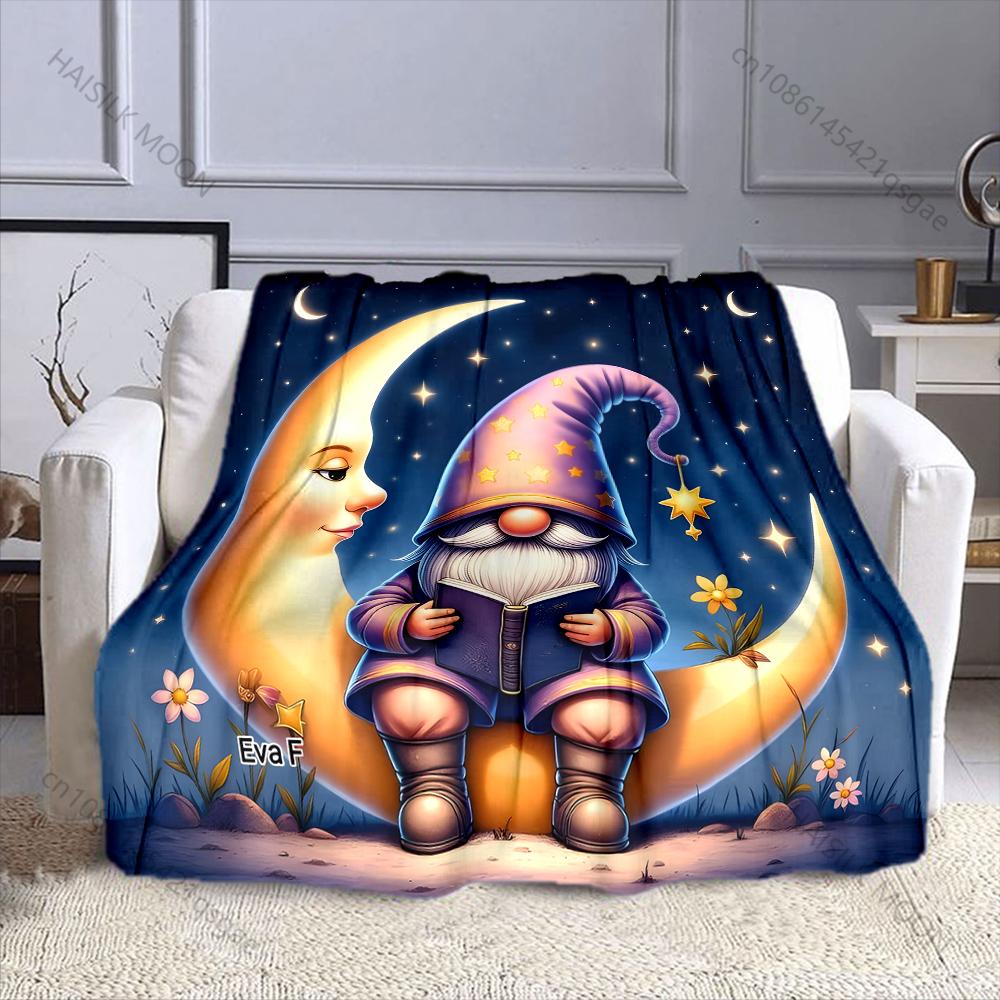 

1PC Dwarf Reading on The Moon Blanket Warm Soft Luxury Gifts for Children Adults Suitable for Home Bed Sofa Travel Camping RV 75x90cm