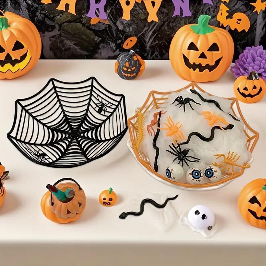 Halloween Spider Web Dessert Basket Halloween Party Decor 2025 Candy Bowl Haunted House Trick or Treat Party Supplies Snack Tray