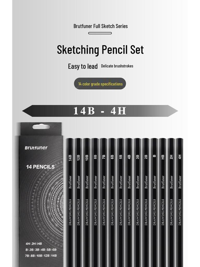 Ben Fan'er 14-Piece Sketch Pencil Set, 4H-14B for Students & Professional Art Drawing