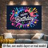 Happy Birthday Musical Notes Theme Colorful Design, 1pc Polyester Party Backdrop Banner, Photo Booth Background, Wall Decor