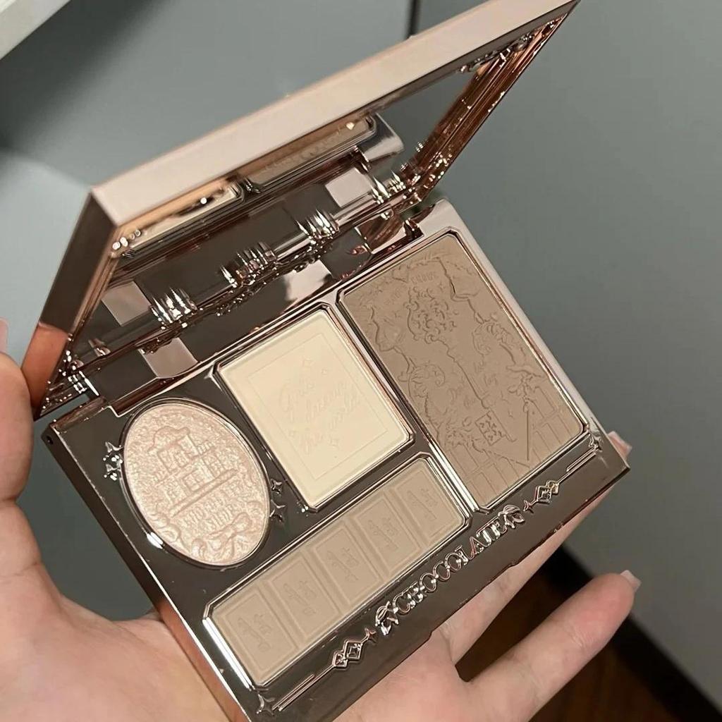 Flower Knows Waterproof Highlighter Contour Palette Long Lasting Vegan Makeup Chocolate Wonder Shop 0.56oz Sweet Shade Blending