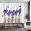 Lavender Shower Curtain Watercolour Art Painting Creative Polyester Bath Curtains Bathroom Decor With Hooks Bathroom Accessories
