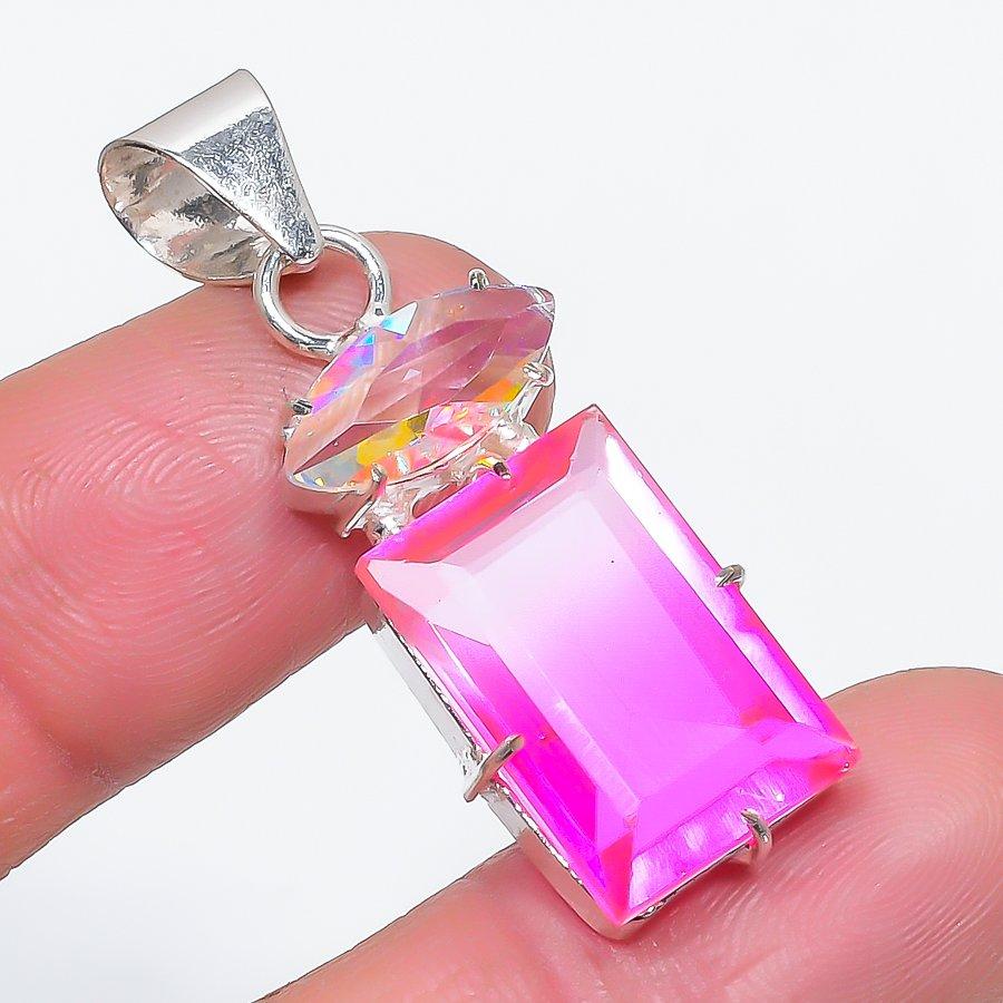 

Natural Bi-Color Tourmaline 925 Sterling Silver Jewelry Pendant 1.77 n9f48