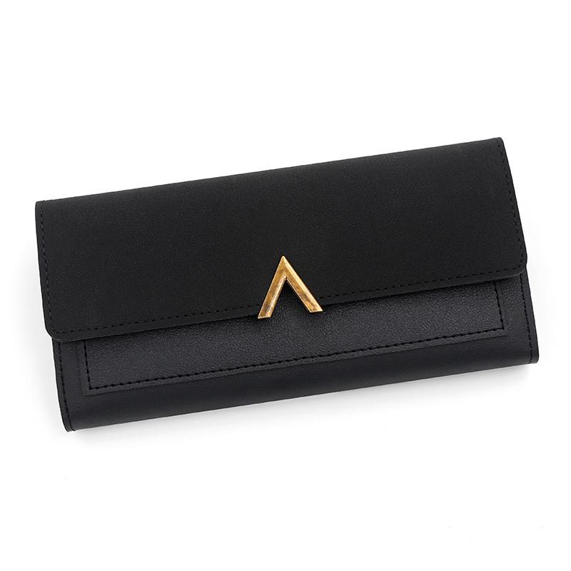 Ladies Pu Wallet Long Style Card Organizer With Snap Button For Daily Carry