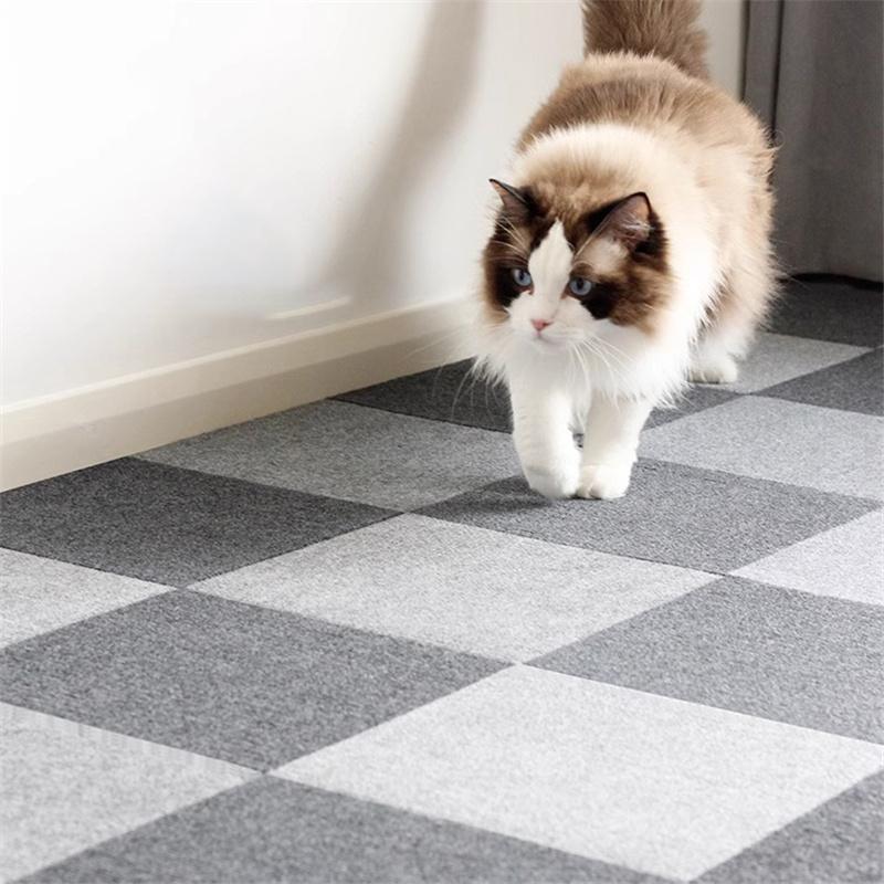 4mm Thickened Self-adsorption Washable Reusable Splicing Non-slip Carpet Office Living Room Bedroom Floor Mat Home Decor
