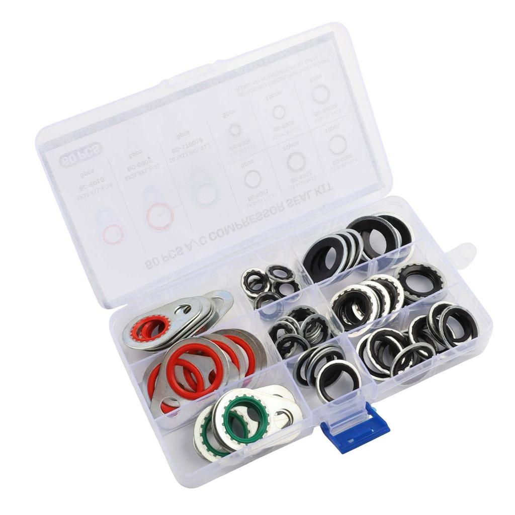 A/C Compressor Repair Essentials Complete Gasket Seal Kit of 60 Pieces