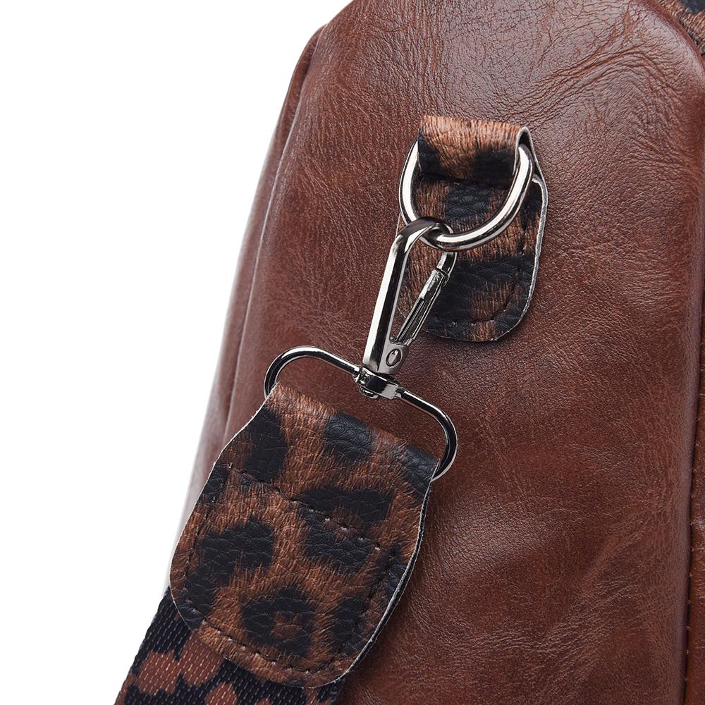 Rucsac de damă din piele moale cu imprimeu leopard, rucsac antifurt