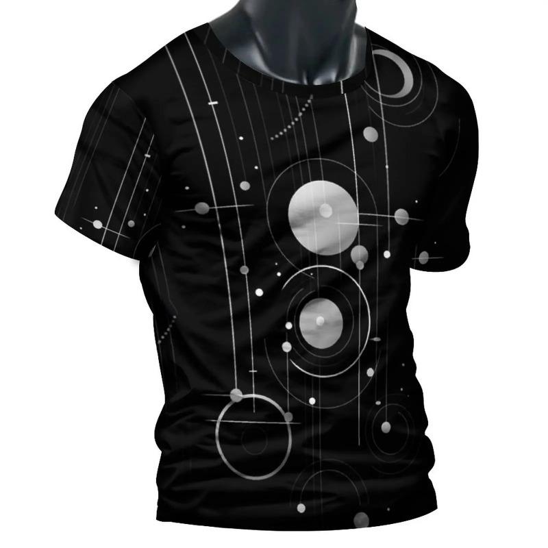Summer Men's T-shirt Short Sleeved Top with Fashionable Lines 3D Printed Street Dance O-neck Pullover for Men Shirt