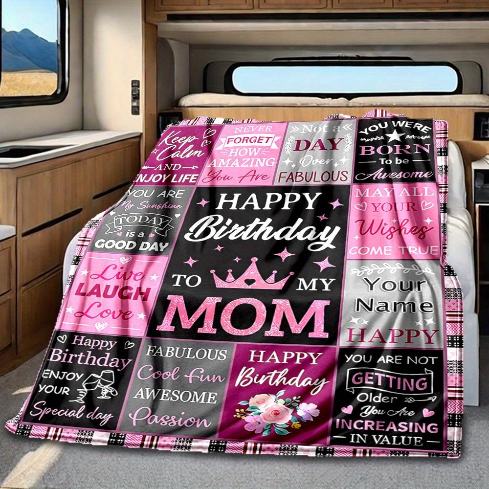Mom Birthday Blanket Personalized Name Soft Comfortable Stylish Blanket Car Blanket Perfect For Travel Camping Outdoor Home Suitable For All Seasons