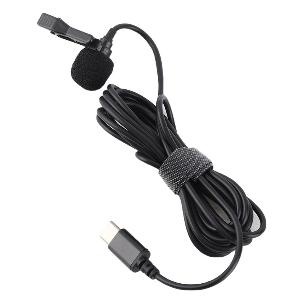 Lavalier Microphone USB Type C Wired Lapel Mic for Interview Smartphone Recording Video Online Class Game Live Streaming