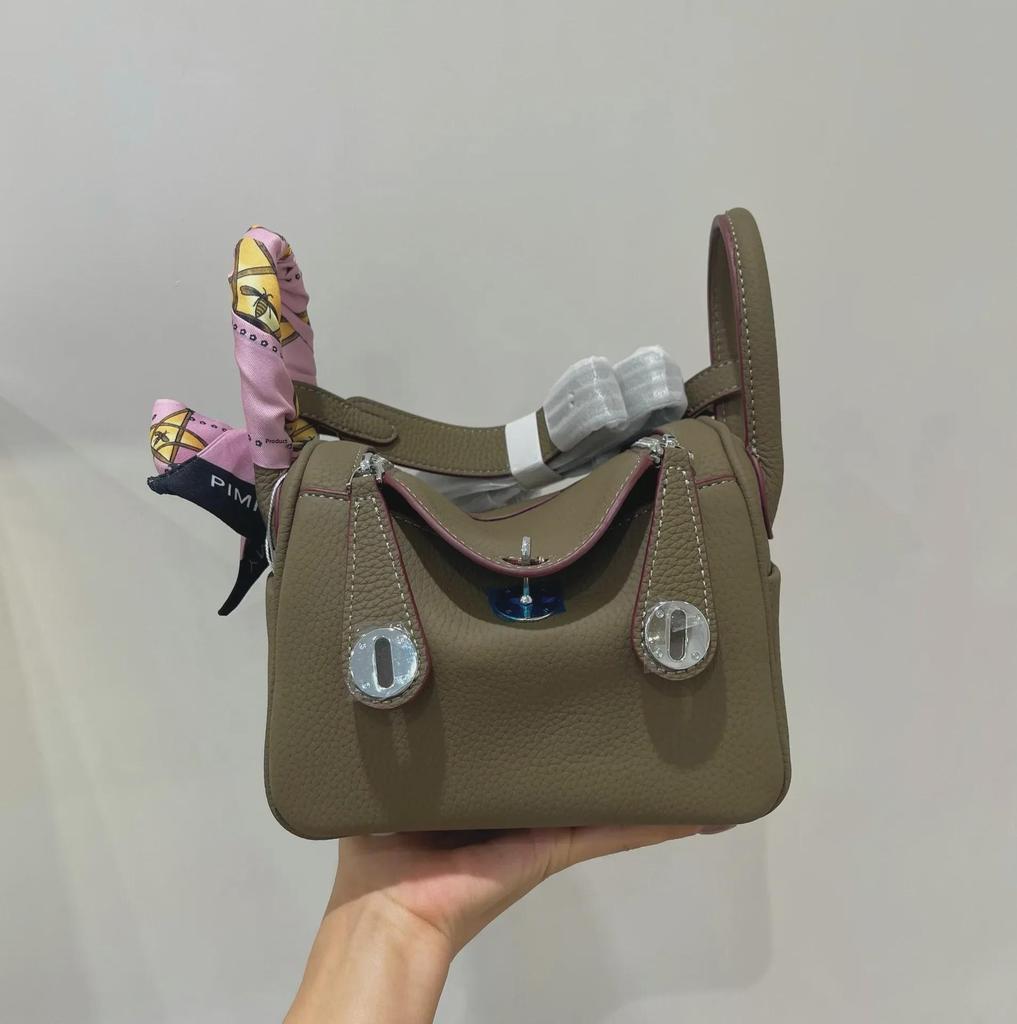 Bags 2024: New Women's Genuine Leather Lindy One-Shoulder Handbag & Crossbody Pillow Bag