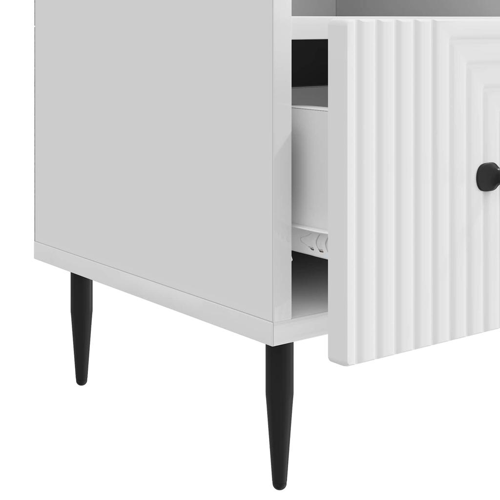 TV Stand High Gloss White 102 x 34.5 x 50 cm Particleboard