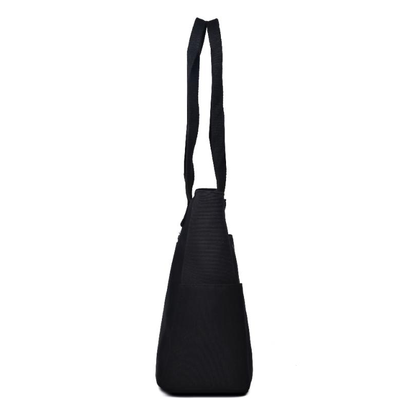 Women Oxford Cloth Tote Bag Embroidered Floral Large Capacity Shoulder Bag Zipper Handbag Multi Pocket Casual Shopper Bag