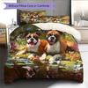 Two Boxer dogs Pattern Bedding Home Decoration Birthday Gift (1 * duvet cover + 2 * pillowcase, without core)