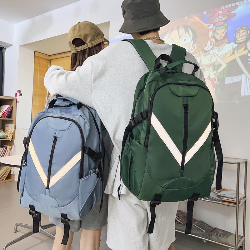 Korean Style Reflective Stripe Backpack: Large Capacity for Junior & Senior High Students