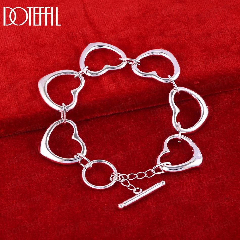 925 Sterling Silver Fashion Heart Bracelet Wedding Jewelry