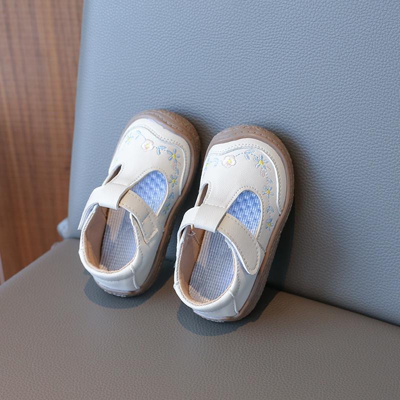 Dětské módní dívčí běžné boty s T-strap roztomilé výšivky s kulatou špičkou protiskluzové dětské roztomilé princeznovské mokasíny drop shipping