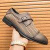 Fashion New Designer Men's Breathable Mesh Patchwork Patent Leather Shoes Male Summer Formal Wedding Dress Homecoming Monk Strap Loafers