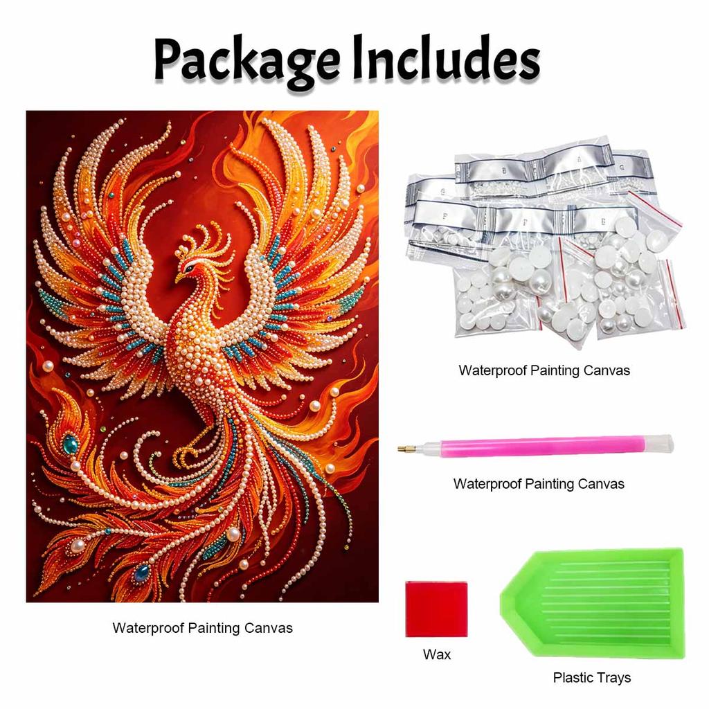 5D DIY Pearl Diamond Painting Kit Majestic Phoenix Full Drill Embroidery Mosaic Art Home Wall Decor Gift